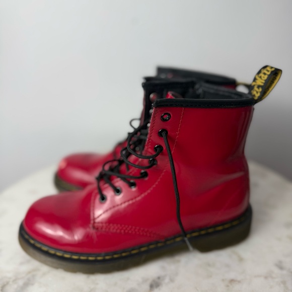 Dr Martens 1460J Women’s Red Leather Ankle Boots Size US 5 Doctor Martins Doc - Picture 5 of 9